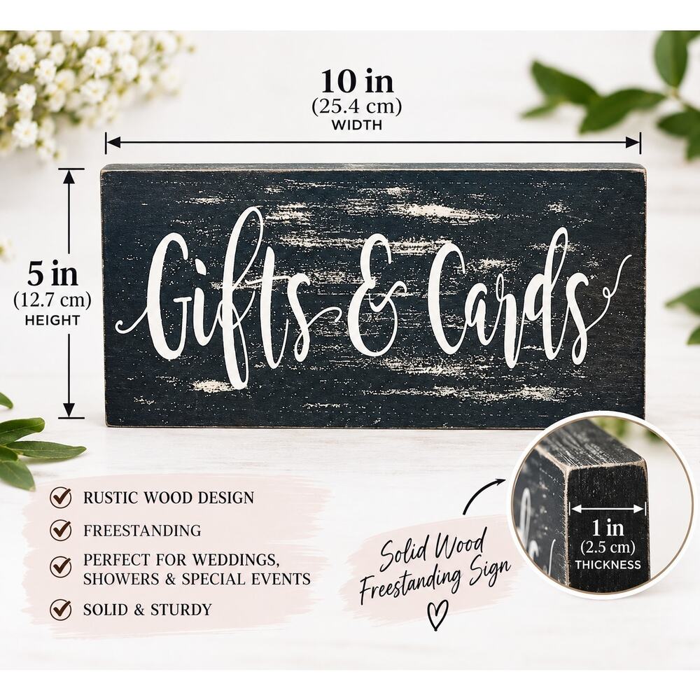 Rustic Gifts & Cards Sign Wedding Table Decor Bridal Shower Party